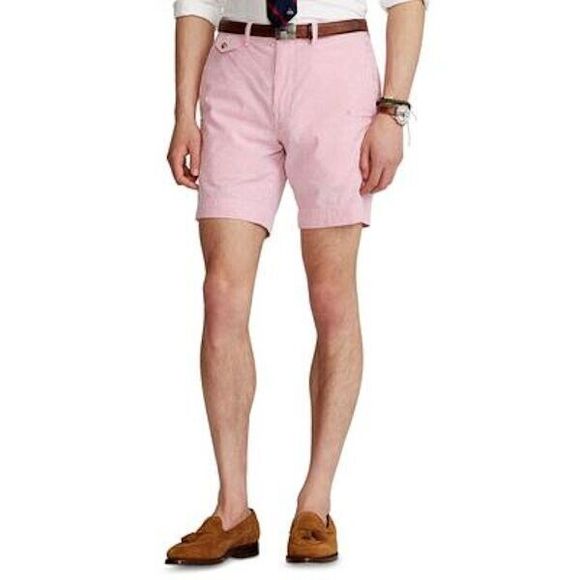 Polo Ralph Lauren Shorts Mens 40 Pink Striped Seersucker 9" Classic-Fit Preppy - Picture 2 of 11